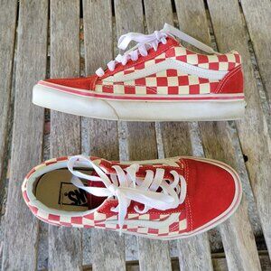 VANS Off The Wall Red White Checkerboard Sneakers Shoes 6.5 M